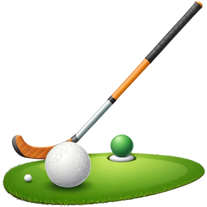 green grass, field hockey stick, field hockey ball emoji