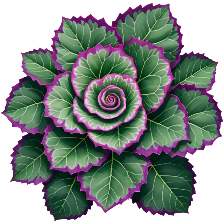 Top-down view of Begonia Rex plant showing spiral leaf patterns from above, dark green leaves with purple edges and white spots emoji