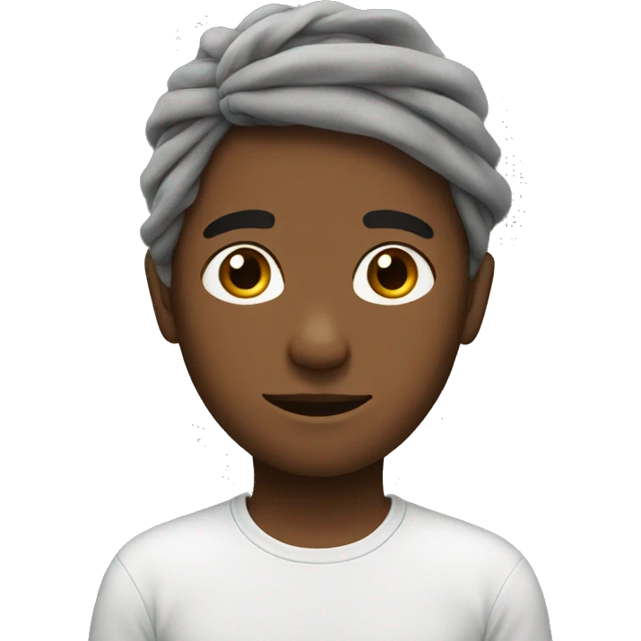 Calm portrait of boy with hair band emoji