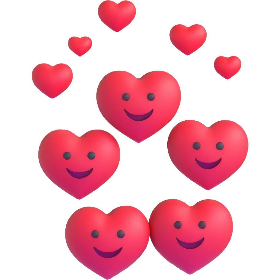 smiling face with heart, two hearts, playful expression emoji