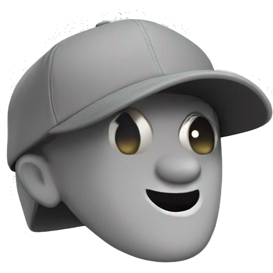 cool Gray Baseball Cap, 3d emoji