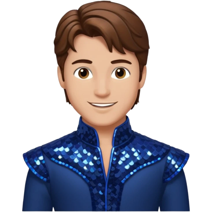Prince Fiyero from the Wizard of Oz with brown hair, dark blue sequin outfit emoji