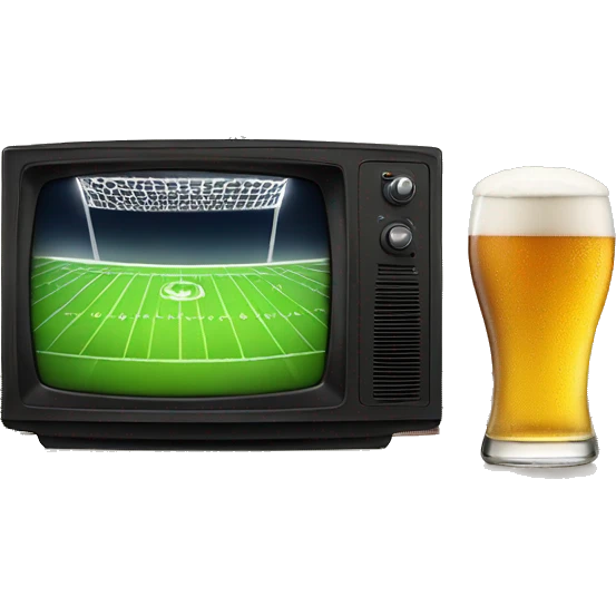 TV with football game, two beers infront emoji