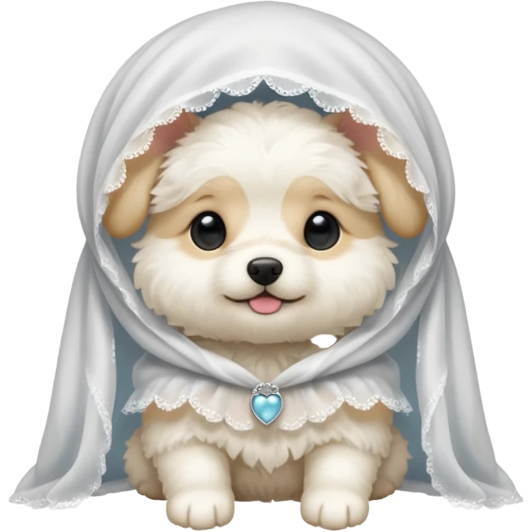 White puppy wearing a veil emoji