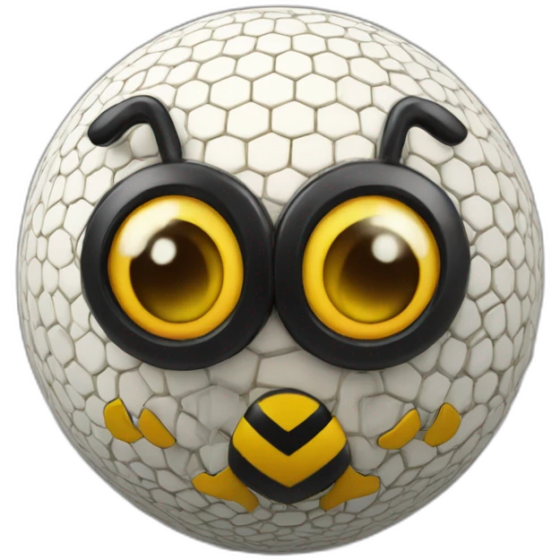 3d sphere with a cartoon Bee skin texture with Eye of Horus emoji