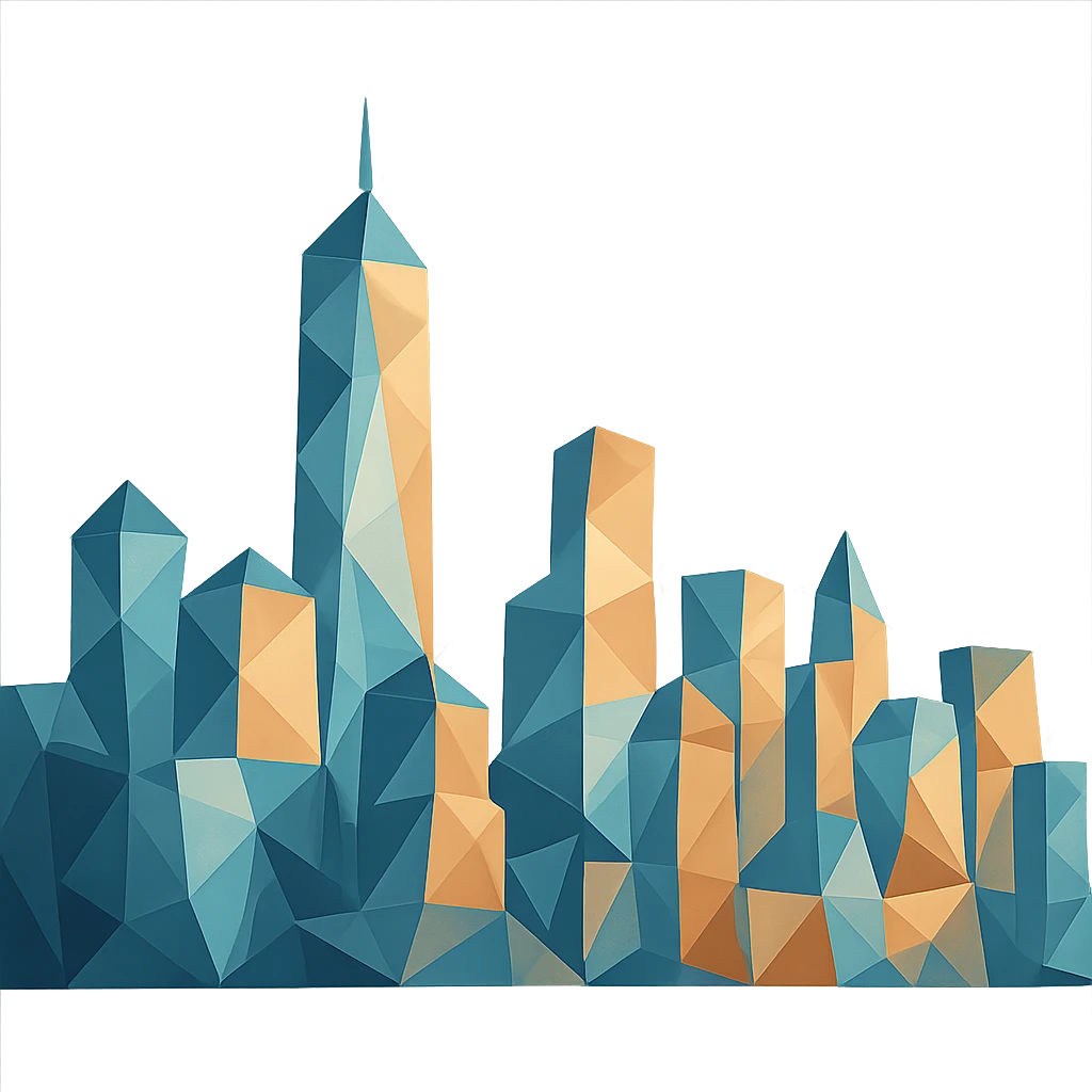 city skyline composed of geometric shapes in polygonal style emoji