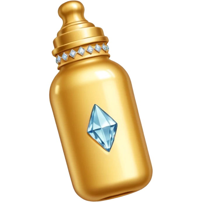 Biberón dorado con diamantes 🍼con ese biberón  de bebe  solo el biberón  más elegante eschado al costado emoji