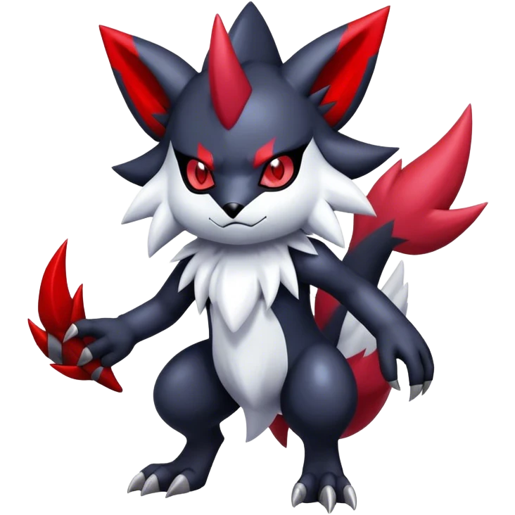 Cool Edgy Shiny Digimon-Weavile-Absol-Zorua-Zangoose-hybrid full body emoji