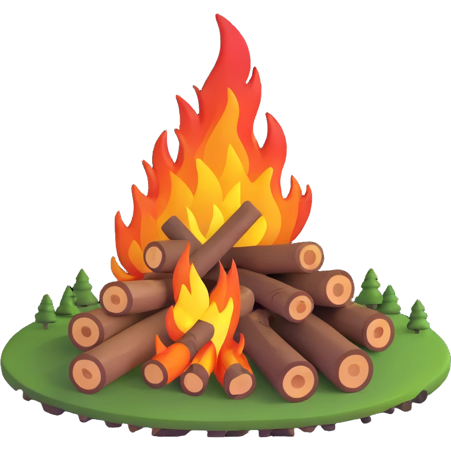 campfire with logs and flames emoji