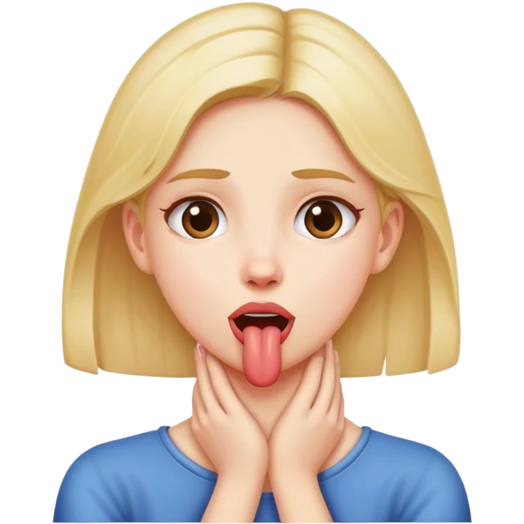 Girl with her hands crossed holding her neck with her tongue out emoji