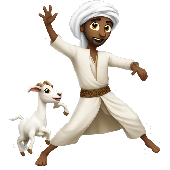 Arab dancing with a goat emoji