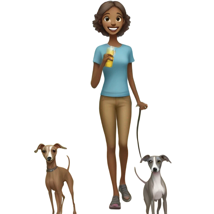 happy girl with italian greyhound outdoors emoji