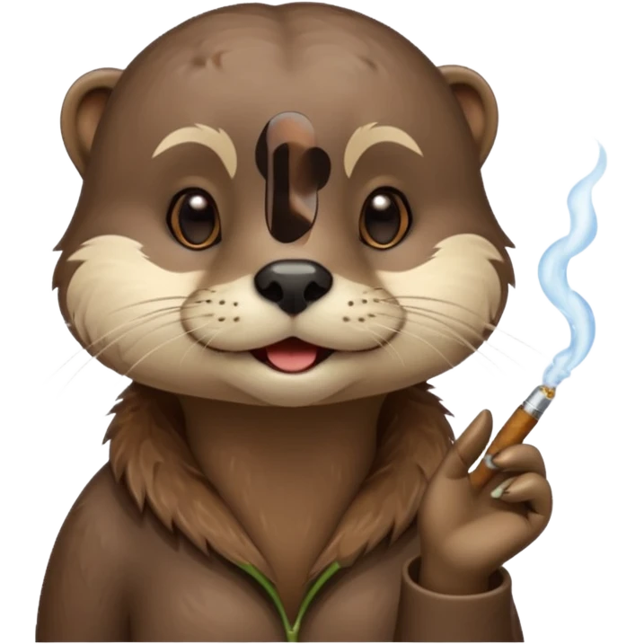 Cute female Otter smoking a while cannabis joint emoji