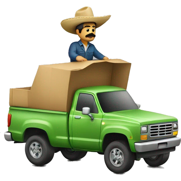 Mexican with a mustache driving a 2 wheel drive truck  emoji