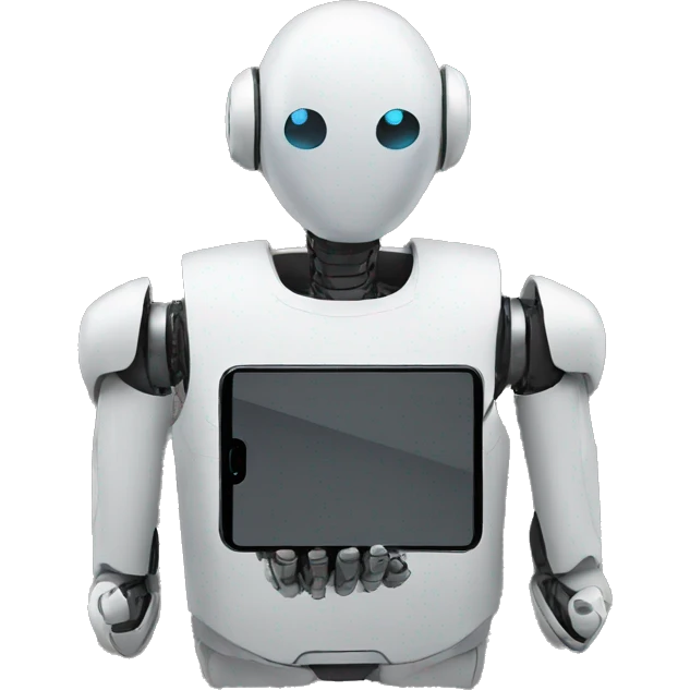 robot looking at his iphone emoji