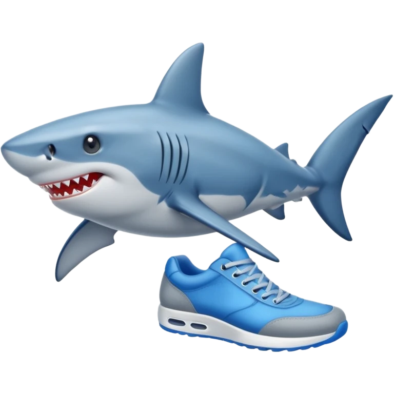 A shark with shoes blue  emoji