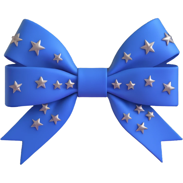 gothic style 3D emoji bow, midnight blue with black accents, silver stars, mysterious and rich emoji