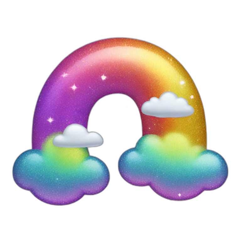 glitter rainbow with glitter clouds emoji