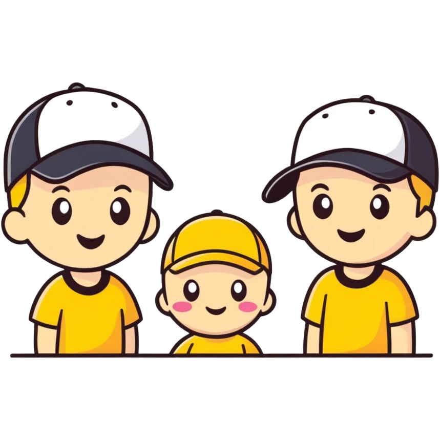Make me 3 emojis of 1) a guy with a cap (just like this guy) 2) a baby emoji 3) emoji like the girl on the right  emoji