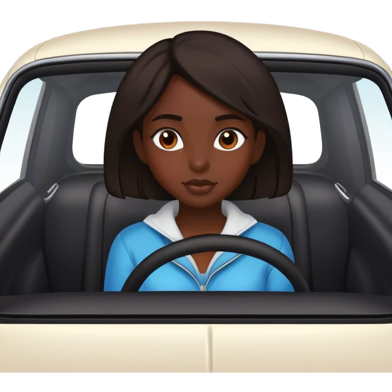 Dark skin girl in a car emoji