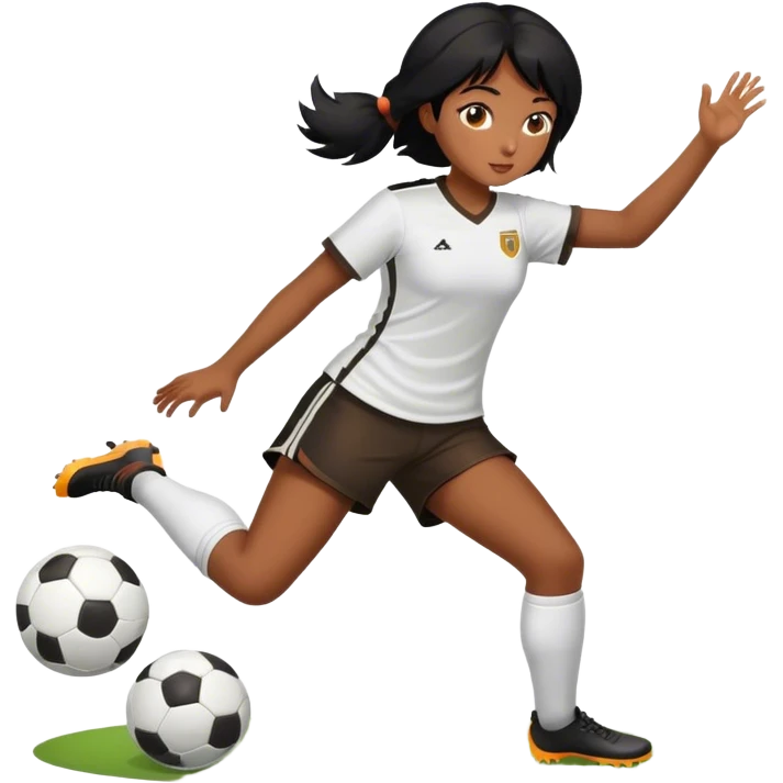 Black haired girl playing soccer emoji