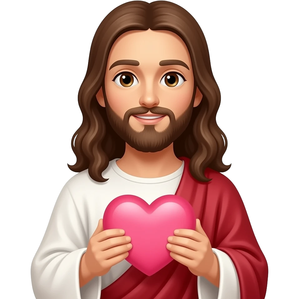 Crie um emoji de Jesus segurando um coração rosa claro emoji