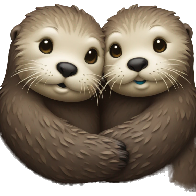 Two sea otters hugging emoji
