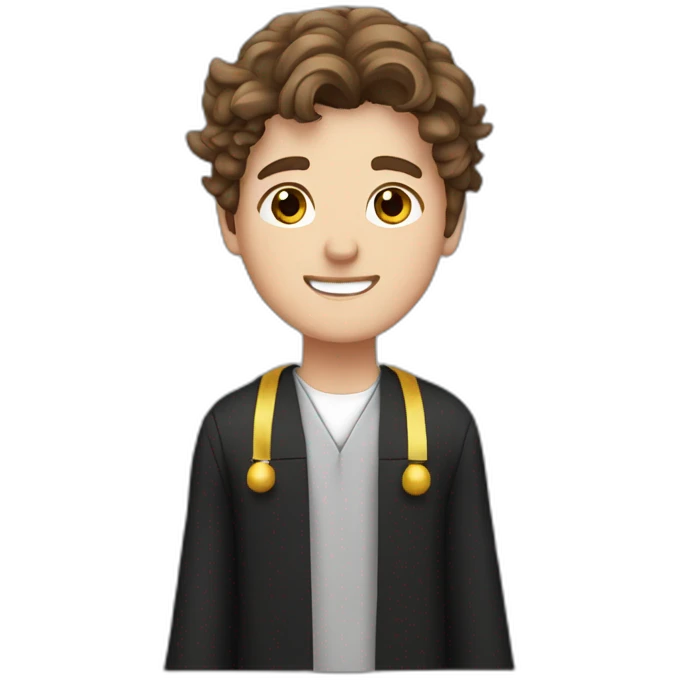 Prograduate Male Brown Hair with confetti emoji emoji