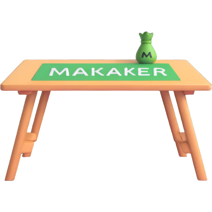 table with MAKAR written on top emoji