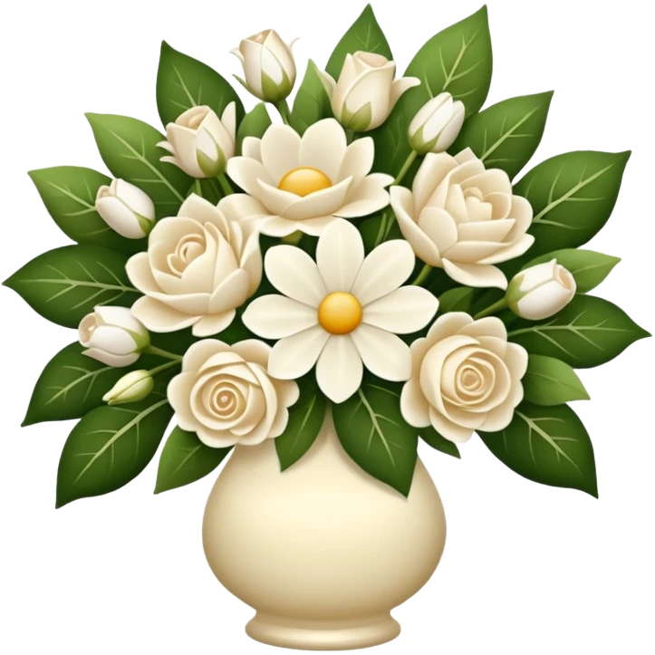 flower arrangements in a cream and white bouquet emoji