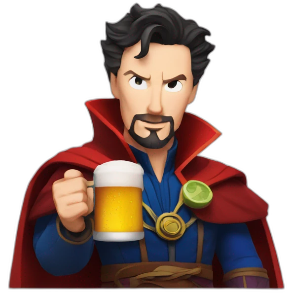Doctor strange with a beer emoji