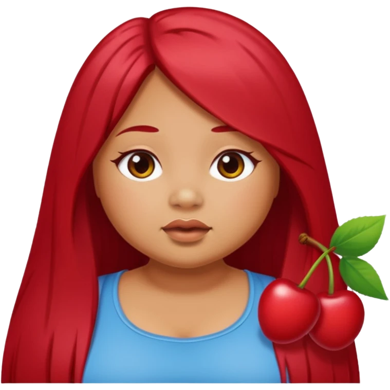 chubby tan skin girl with cherry red long straight hair emoji