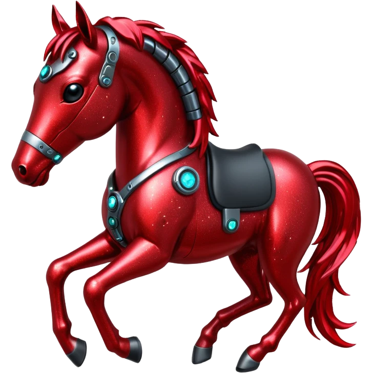 red glitter cyberpunk horse emoji