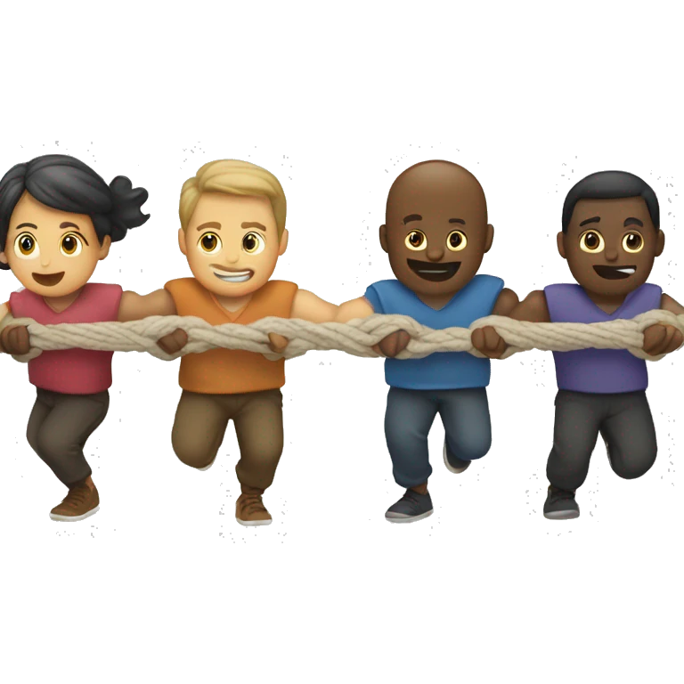 tug-of-war, one person on the left, four people on the left emoji