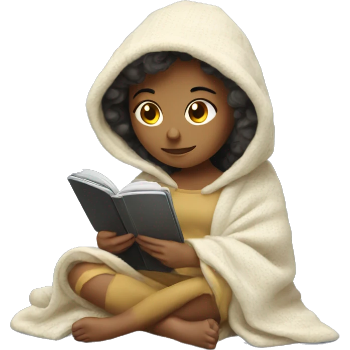 girl reading kindle with blanket emoji