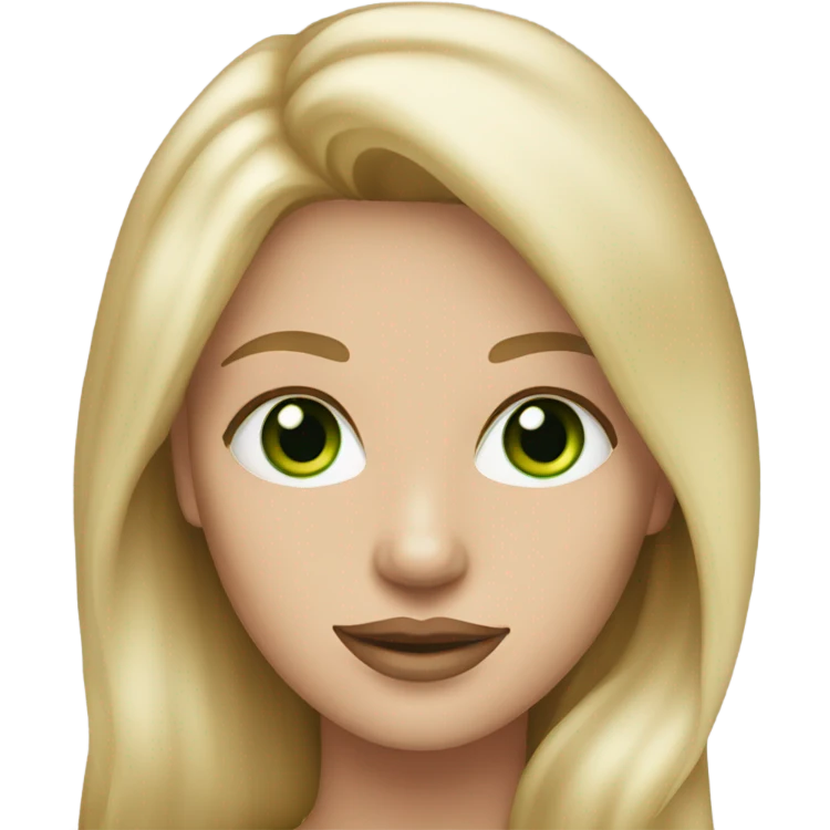 Long hair Blonde woman with green eyes and light pink lips emoji