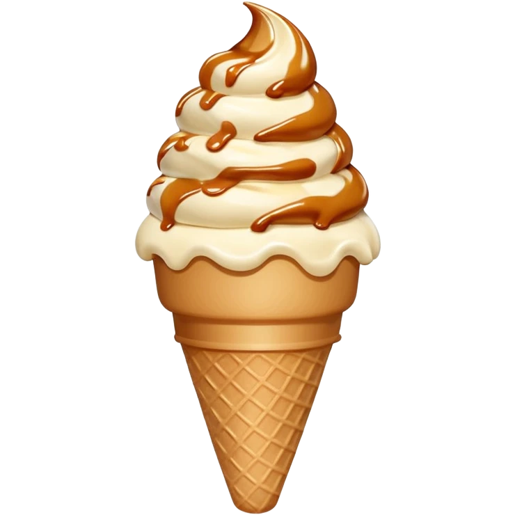 stracciatella ice cream with caramel color on a beige ice cream cone emoji