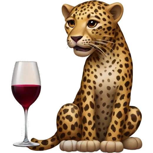 Leopard with wine emoji