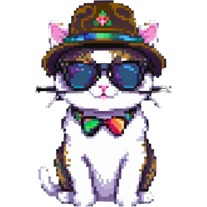 cat wearing sunglasses and a hat emoji