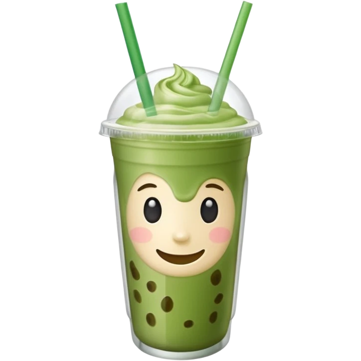 iced matcha latte no whipped cream in plastic cup with straw emoji
