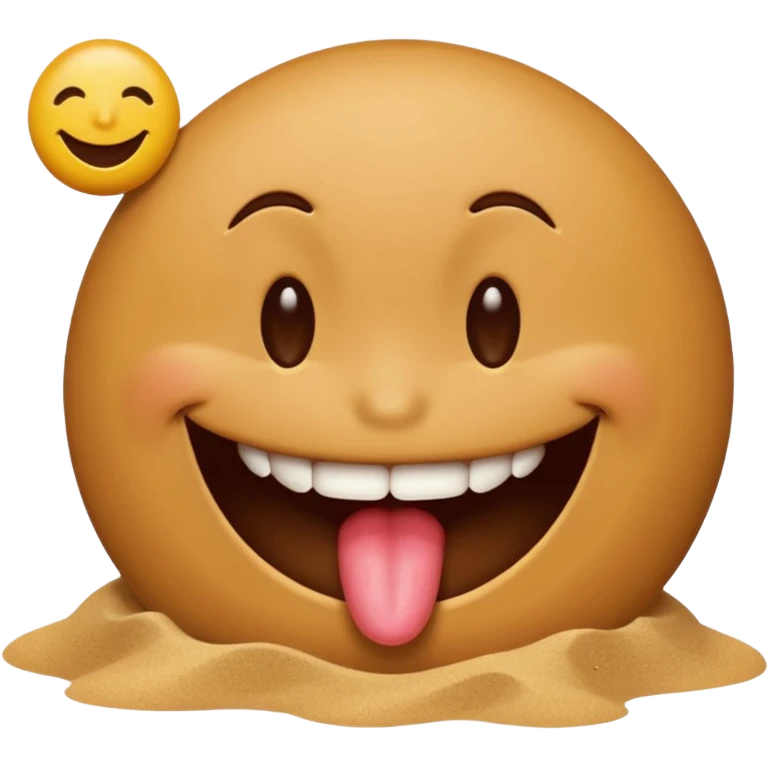 A smiley face licking a brown beach emoji emoji