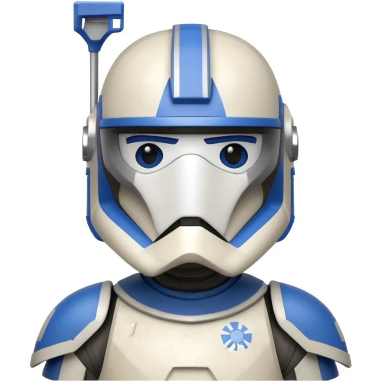 Captain Rex from Star Wars, apple style emoji, blue helmet markings, clone trooper armor, simple and expressive emoji