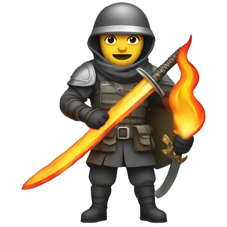 Solider wielding a flaming sword   emoji