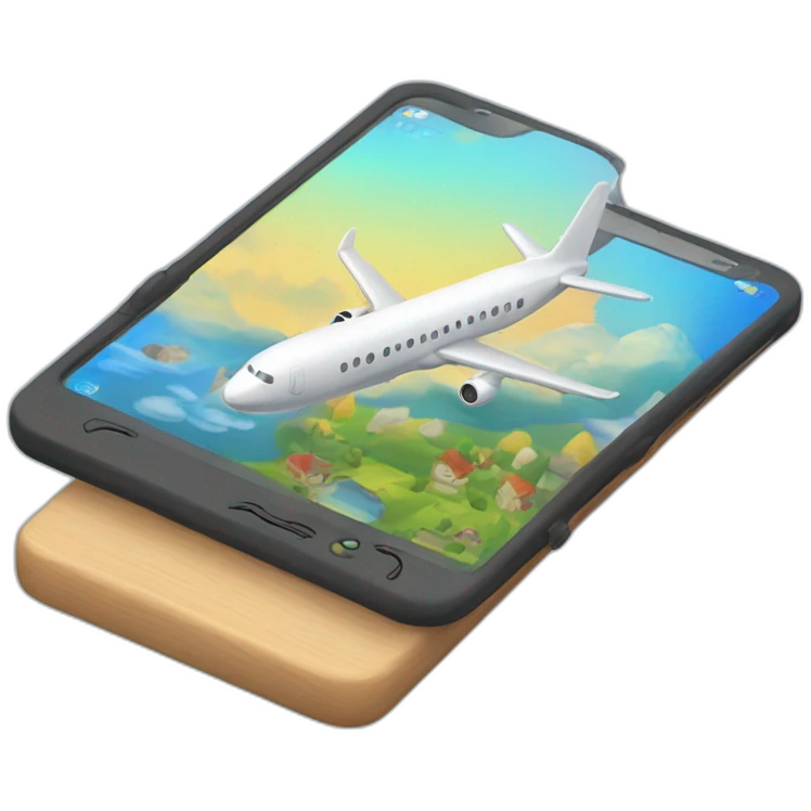 mobile phone and 3D plane game coming from display emoji