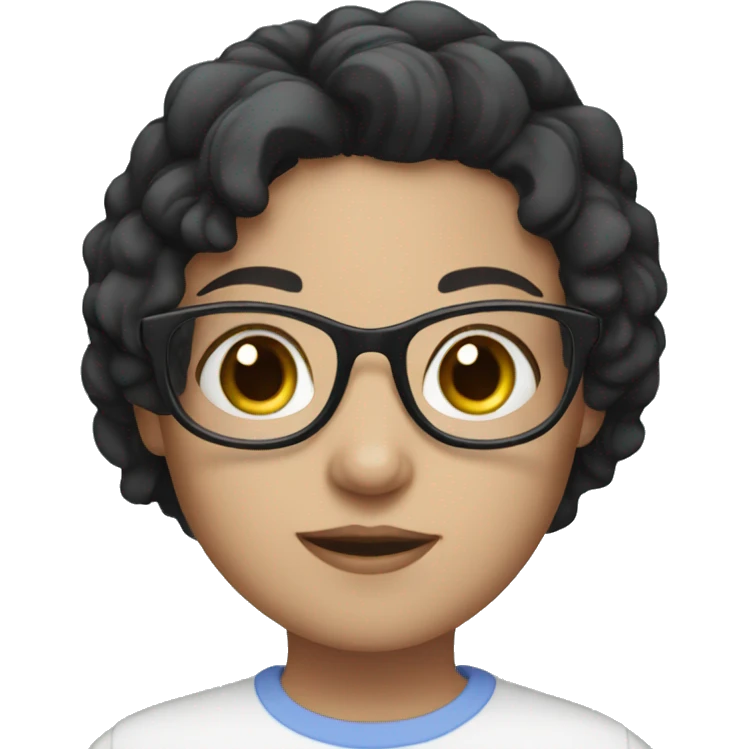 girl black short hair glasses blue eyes emoji