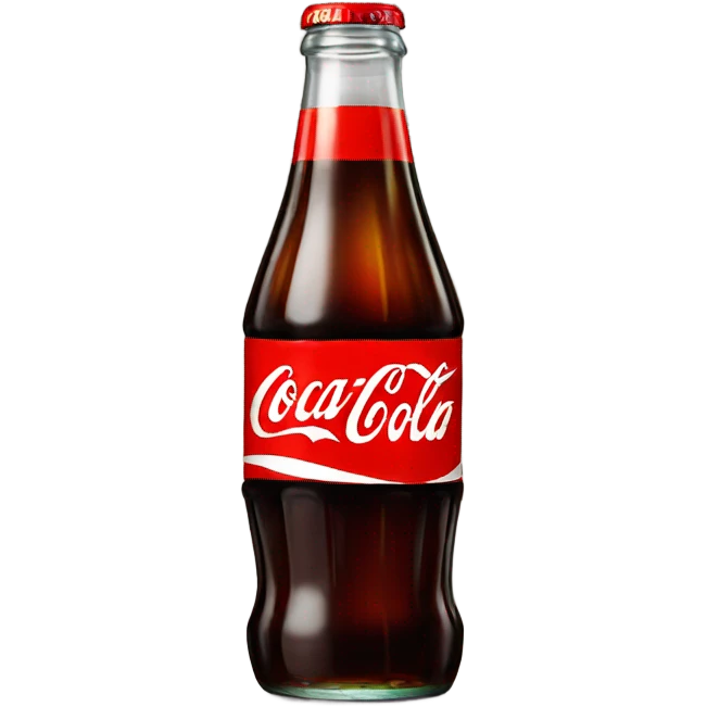 Coca Cola in a glass bottle with cola in it emoji