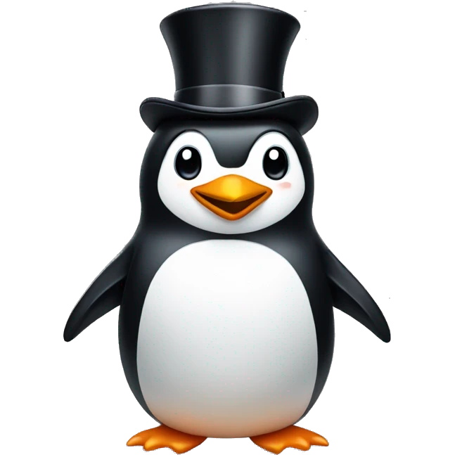 penguin with a top hat  emoji