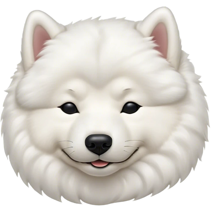 Meme-Worthy Cute Sleeping Samoyed Portrait Emoji, Head resting peacefully with a contented smile, showcasing a delightfully fluffy build and a luxuriously soft pure white Fur, eyes shut in a serene nap, Simplified yet hilariously adorable features, highly detailed, glowing with a soft, drowsy light, high shine, relaxed and utterly lovable, stylized with an air of playful laziness, bright and heartwarming, soft glowing outline, capturing the essence of a comically sleepy companion, so meme-worthy it feels like it could instantly become the next viral sensation of adorable slumber! emoji