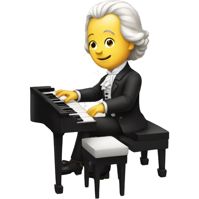 Mozart playing piano emoji