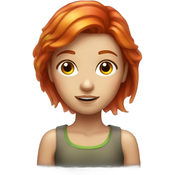 A beautiful sunset with a very lonely, redhead girl with her tips, glowing rainbow emoji
